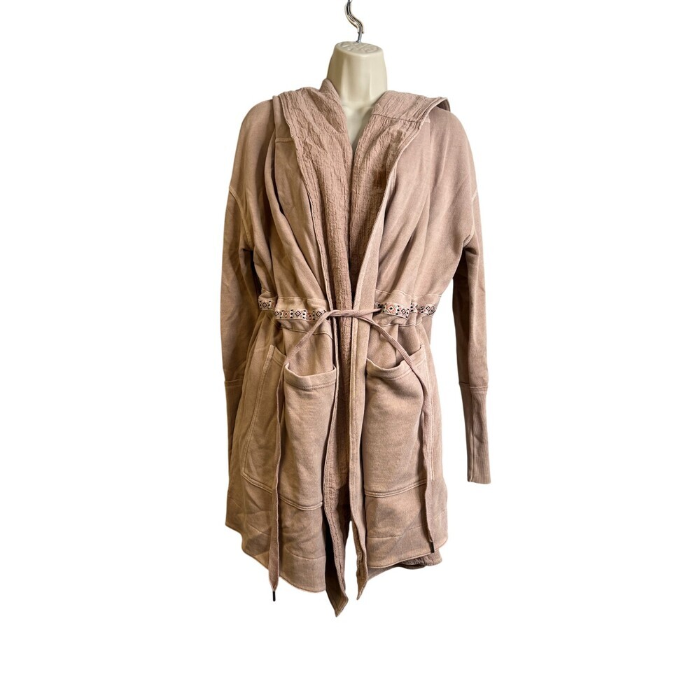 Free People Studio City Cardigan Rose Oversized Size Small Hooded Tie Waist - Picture 5 of 9